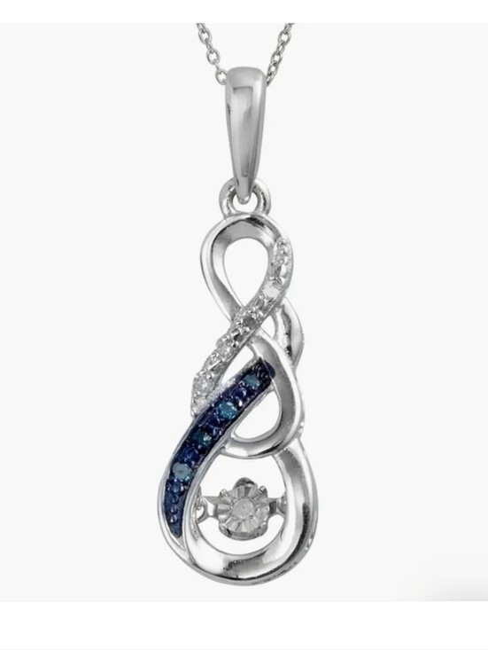 Savvy Cie Jewelry - Savvy Cie Sterling Silver Blue Diamond Drop Necklace - 0.10 ctw